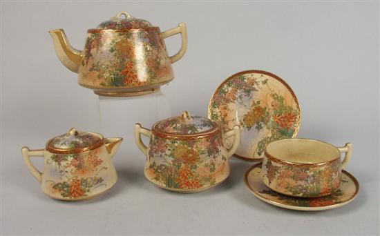 Appraisal: SATSUMA TEA SERVICE including teapot covered sugar bowl covered cream