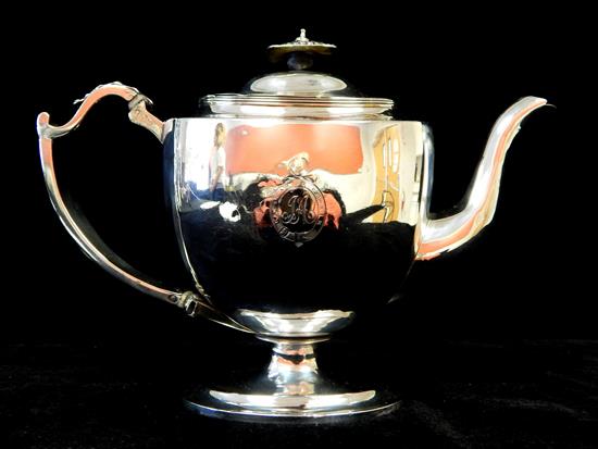 Appraisal: STERLING English coffee pot hinged lid with finial foliate decoration