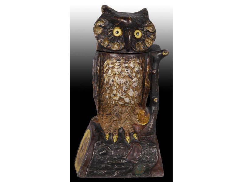 Appraisal: Owl Turns Head Cast Iron Mechanical Bank Description Manufactured by