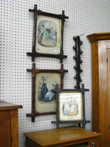 Appraisal: Three French Fashion Prints in Victorian Frames including two in