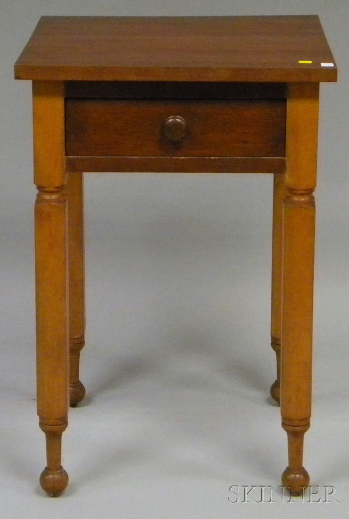 Appraisal: Country Classical Cherry and Maple One-drawer Stand