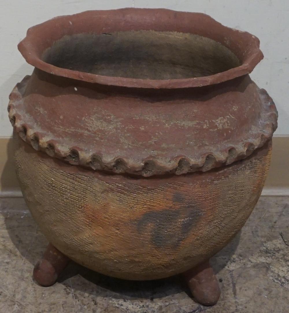 Appraisal: Ethnographic Footed Pottery Vessel one foot broken x in x