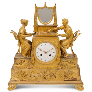 Appraisal: An Empire Gilt Bronze Figural Mantel Clock th Century the