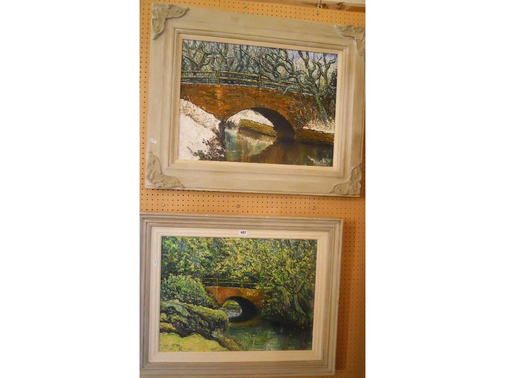 Appraisal: A pair of oil paintings on canvas of river scenes