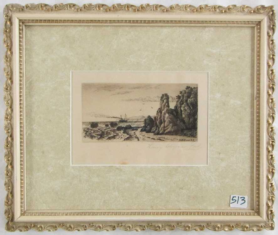 Appraisal: HENRY CHAPMAN FORD ETCHING California Illinois - Seascape with boat