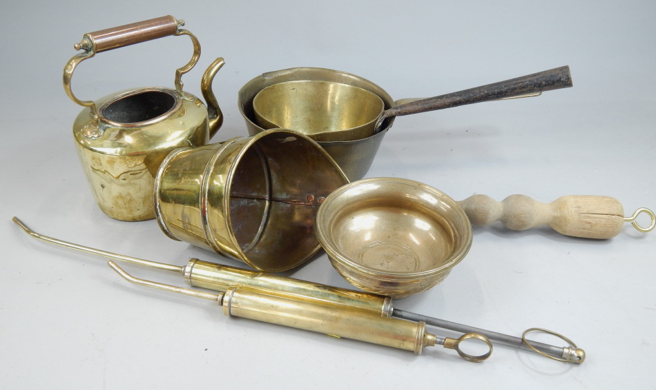 Appraisal: Various items of metalware to include a copper ladle with