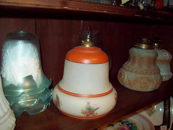 Appraisal: A SHELF OF VICTORIAN LIGHT SHADES