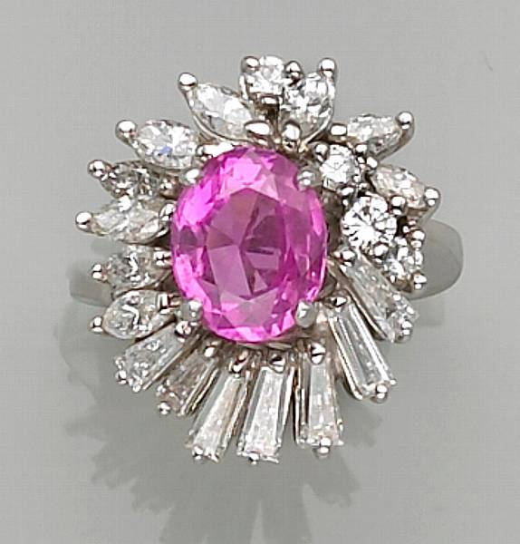 Appraisal: A pink sapphire and diamond ring pink sapphire weighing an