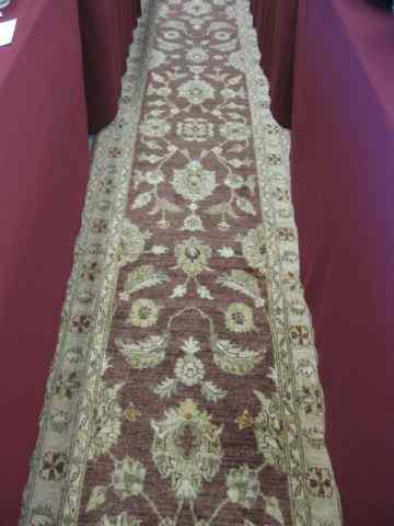 Appraisal: Oushak Persian Handmade Runner flowering vine decor soft colors brown