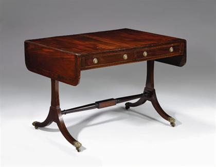 Appraisal: Regency mahogany crossbanded sofa table th century The rectangular top