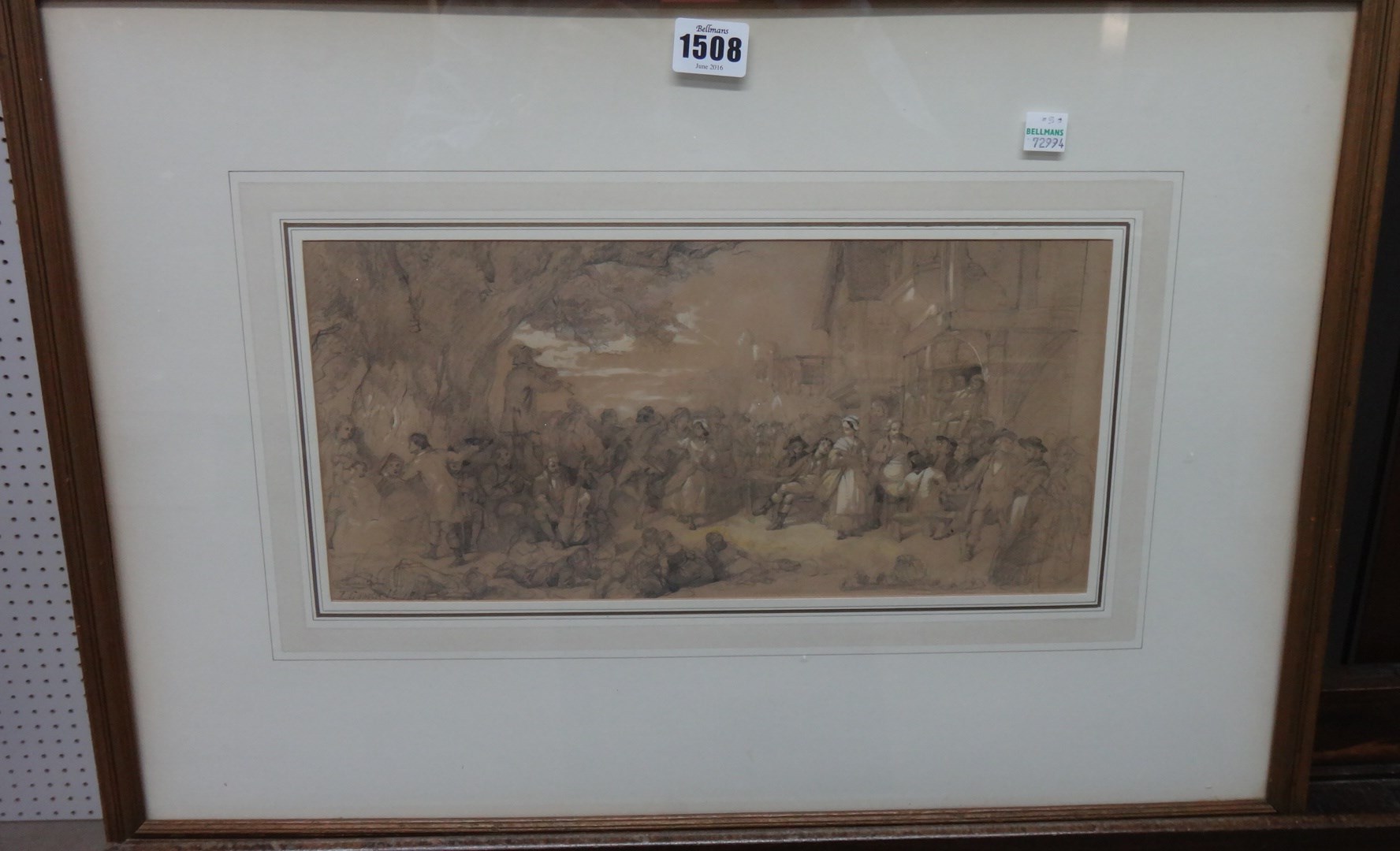 Appraisal: Frederick Goodall - Village holiday pencil sketch with sepia wash