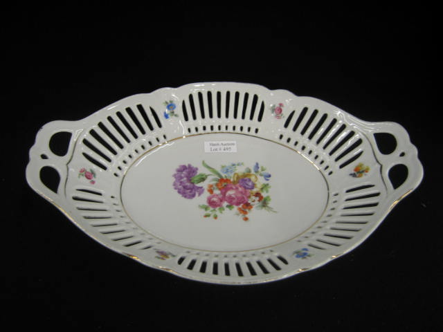 Appraisal: Schumann Bavarian Porcelain Bread Dish floral fancy openwork