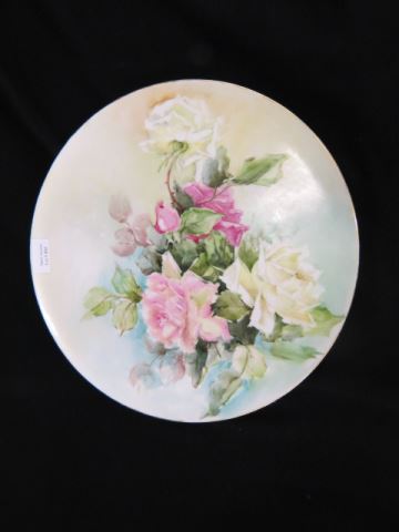 Appraisal: Limoges Handpainted Porcelain Tray roses signed Sisters of Mercy Hartford