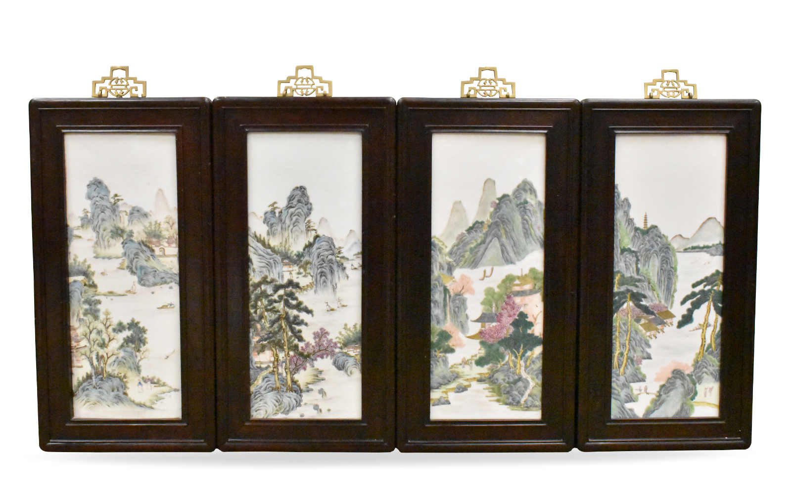 Appraisal: A set of Chinese famille rose panels with landscapes dating