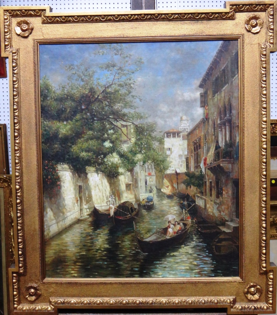 Appraisal: Manner of Antoine Bouvard A Venetian Backwater oil on canvas