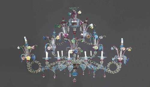 Appraisal: IMPORTANT OVAL CHANDELIER Louis XV style Murano Coloured and colourless