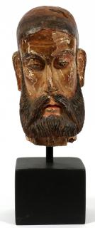 Appraisal: EUROPEAN ANTIQUE CARVED WOOD HEAD OF A SAINT EUROPEAN ANTIQUE