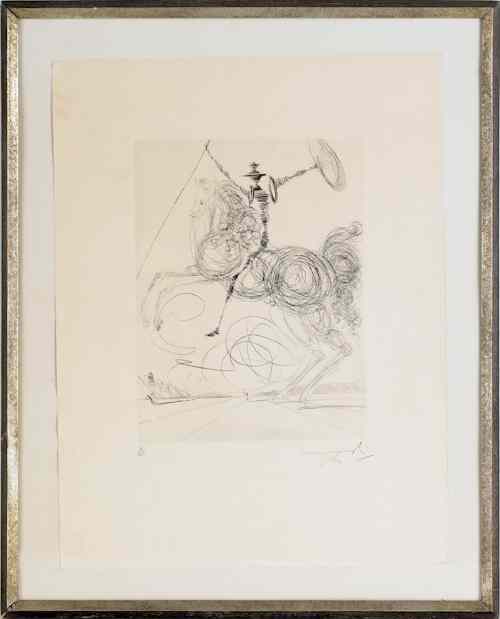 Appraisal: Salvador Dali Spanish - drypoint of Don Quixote signed in