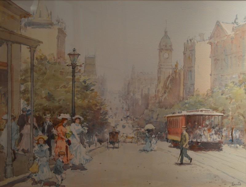 Appraisal: GERRARD LANTS COLLINS STREET WATERCOLOUR x cm GERRARD LANTS COLLINS