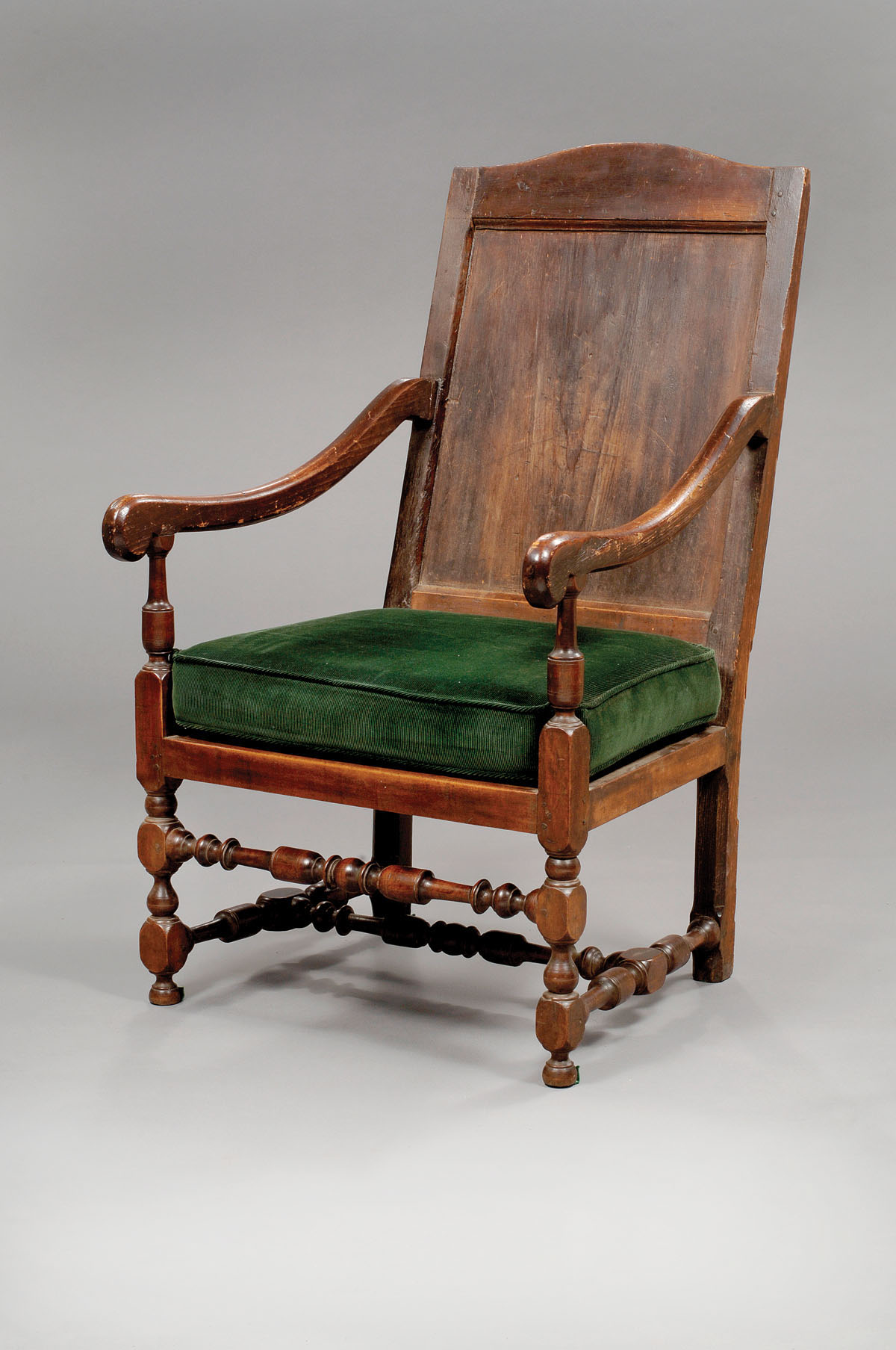 Appraisal: WILLIAM AND MARY MAPLE AND PINE WAINSCOT ARMCHAIR POSSIBLY CANADIAN