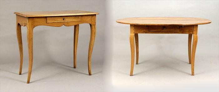 Appraisal: Louis XV-Style Elm Oval Side Table Together with a Provincial