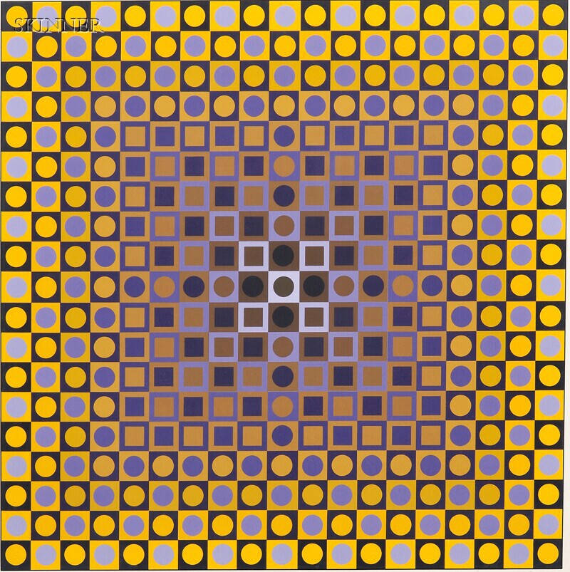 Appraisal: Victor Vasarely French Hungarian - Two Compositions in Gold from