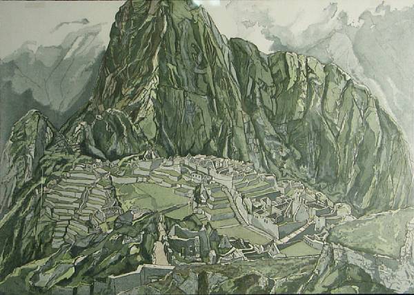 Appraisal: Philip Pearlstein American born Machu Picchu Color aquatint printed on