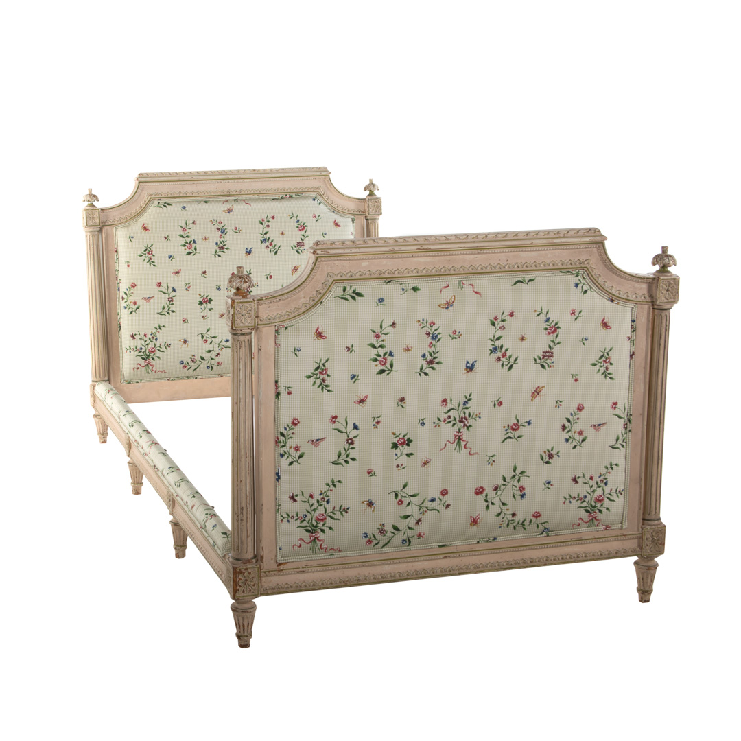 Appraisal: Louis XVI style painted day bed early th century upholstered