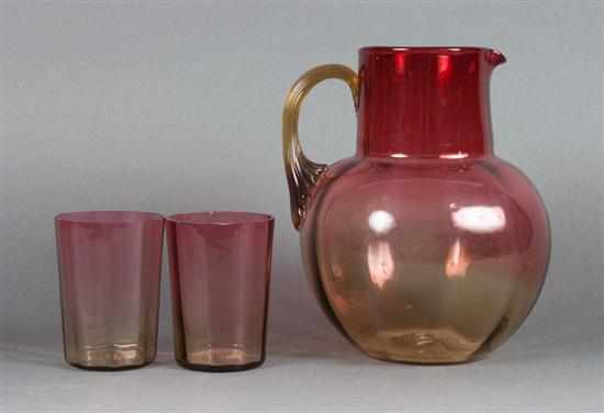 Appraisal: American Amberina glass pitcher and two tumblers late th early