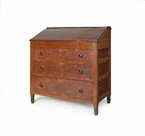 Appraisal: Painted basswood writing desk with a three-drawer base early th