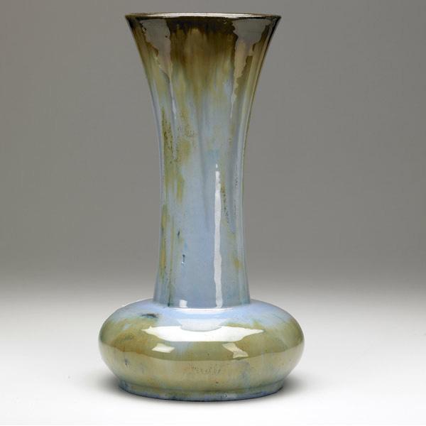 Appraisal: FULPER Tall trumpet vase covered in Chinese Blue flambe glaze