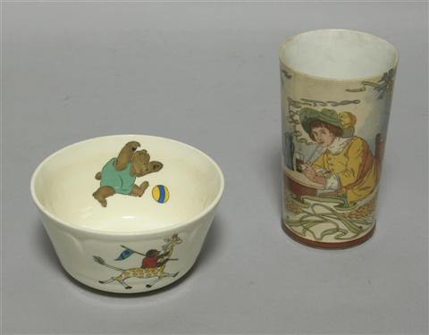 Appraisal: GERMAN POTTERY BEAKER Transfer printed with a cavalier at a