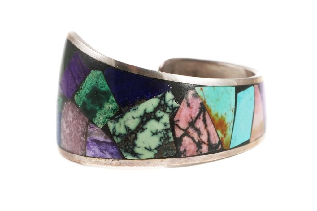 Appraisal: GREG T SMITH TAOS STERLING CUFF BRACELETChannel inlay sterling silver