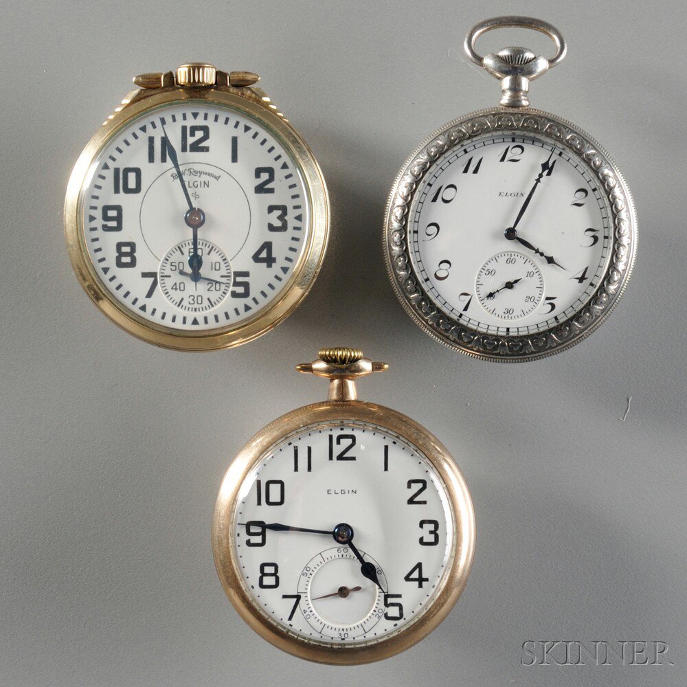 Appraisal: Three Elgin Open Face Pocket Watches Elgin Illinois all with