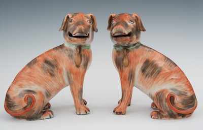 Appraisal: A Pair of Chinese Export Dogs Jiaqing - Matched pair