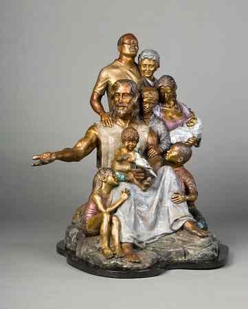 Appraisal: RIP CASWELL TROUTDALE OREGON ORIGINAL BRONZE SCULPTURE ''Christ's Family ''