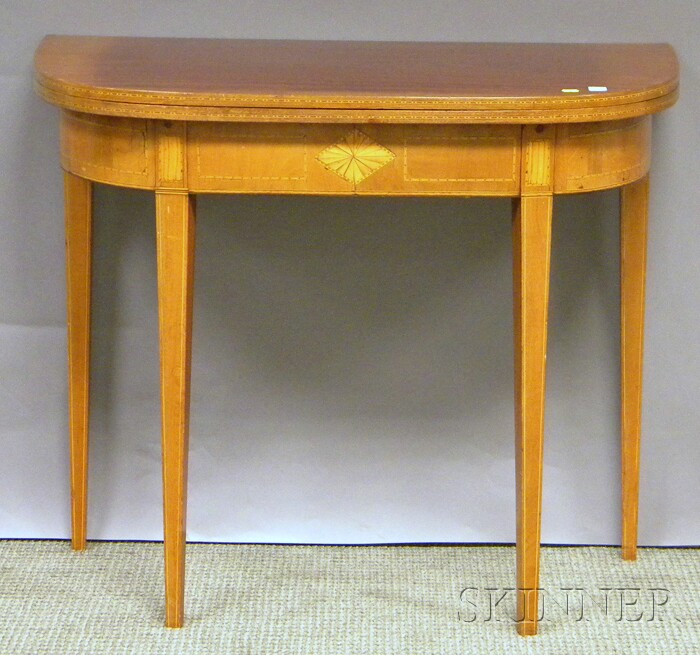 Appraisal: Federal-style Inlaid Mahogany D-shaped Card Table