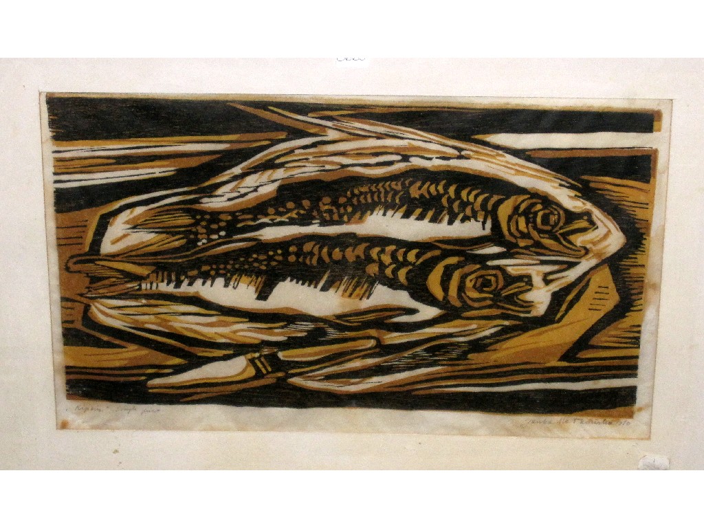 Appraisal: Woodcut in colours 'Kippers' sic indistinctly signed and entitled and