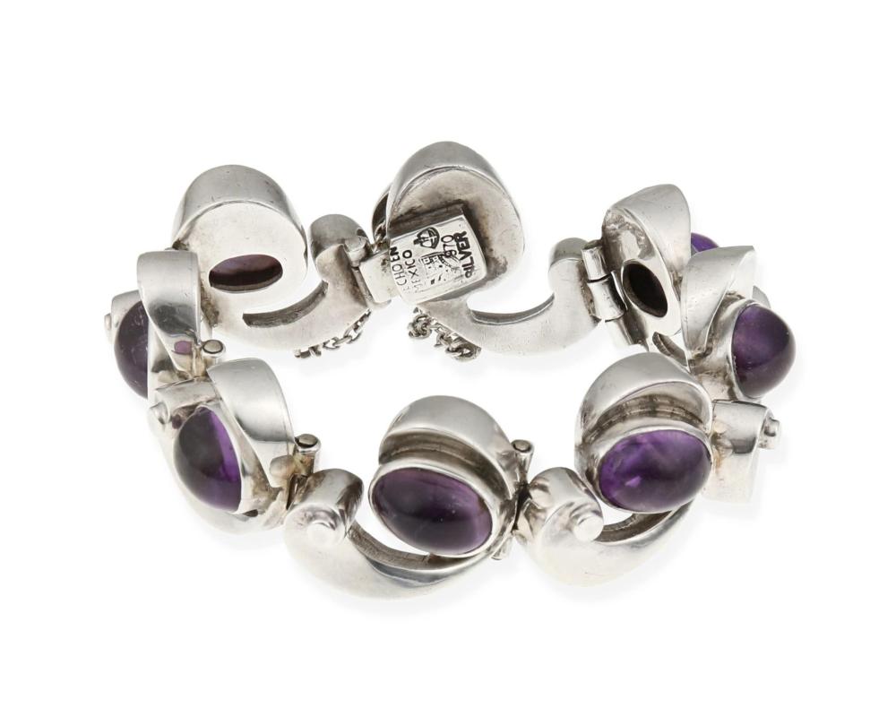 Appraisal: Antonio Pineda Mexican A silver and amethyst bracelet circa -