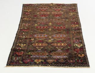 Appraisal: Hand knotted wool Turkmen carpet ' x ' Hand knotted