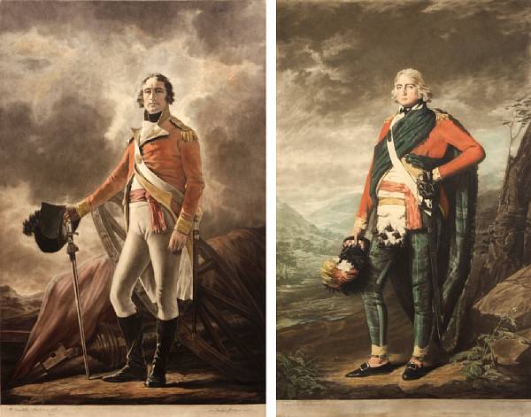 Appraisal: After Henry Macbeth-Raeburn Military Portraits c Mezzotints in colors on