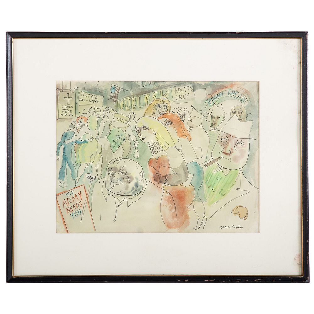 Appraisal: Aaron Sopher Baltimore Block Scene watercolor American - Pen and