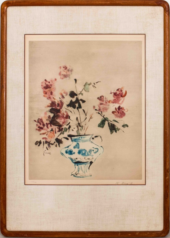 Appraisal: KAIKO MOTI FLORAL STILL LIFE ETCHING Kaiko Moti Indian -