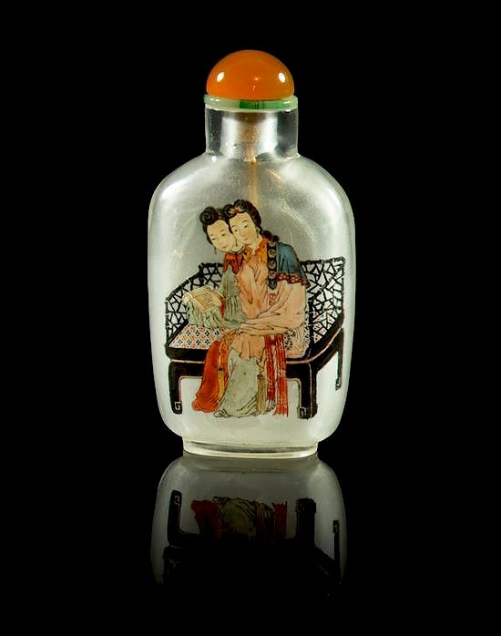 Appraisal: An Inside Painted Glass Snuff Bottle Height inches An Inside