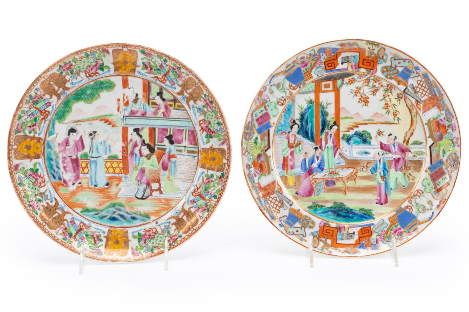 Appraisal: TWO CHINESE ROSE MANDARIN FIGURAL PORCELAIN PLATES Chinese group of