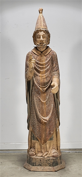 Appraisal: European-style carved polychrome wood figure x x approx