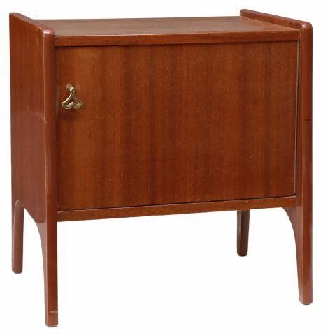 Appraisal: Italian mid-century modern mahogany bedside cabinet c s single cabinet