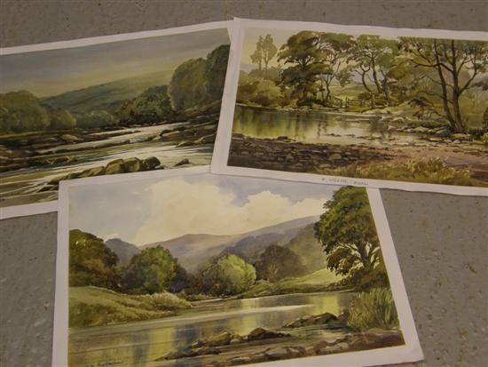 Appraisal: Keith Burtonshaw three watercolours Wales two of a Welsh River