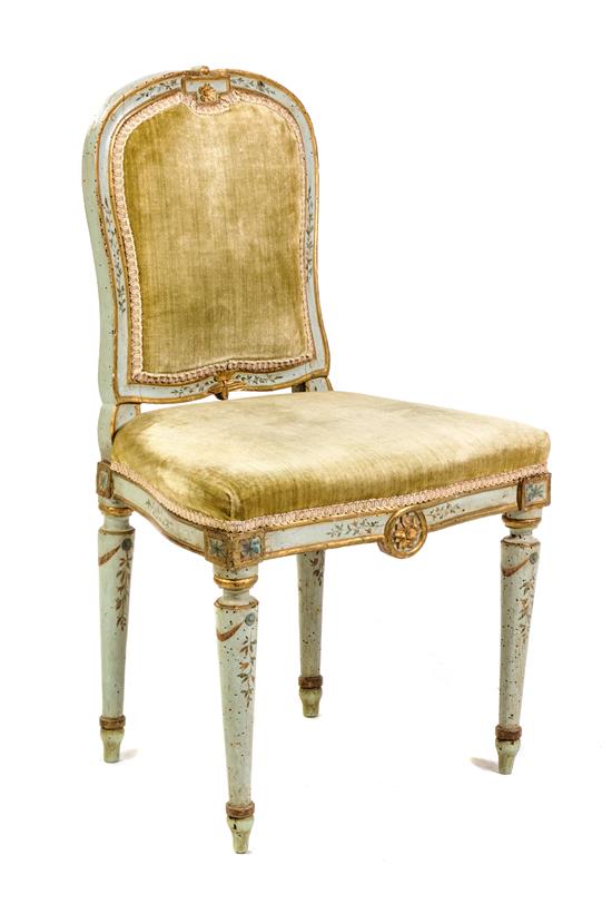 Appraisal: Sale Lot An Italian Neoclassical Painted and Parcel Gilt Side