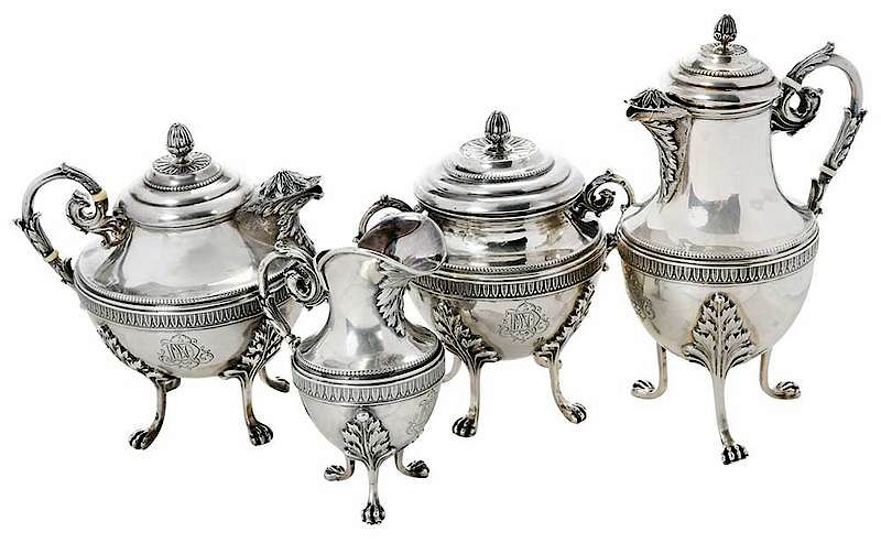 Appraisal: Four Piece French Silver Individual Tea Service late th early